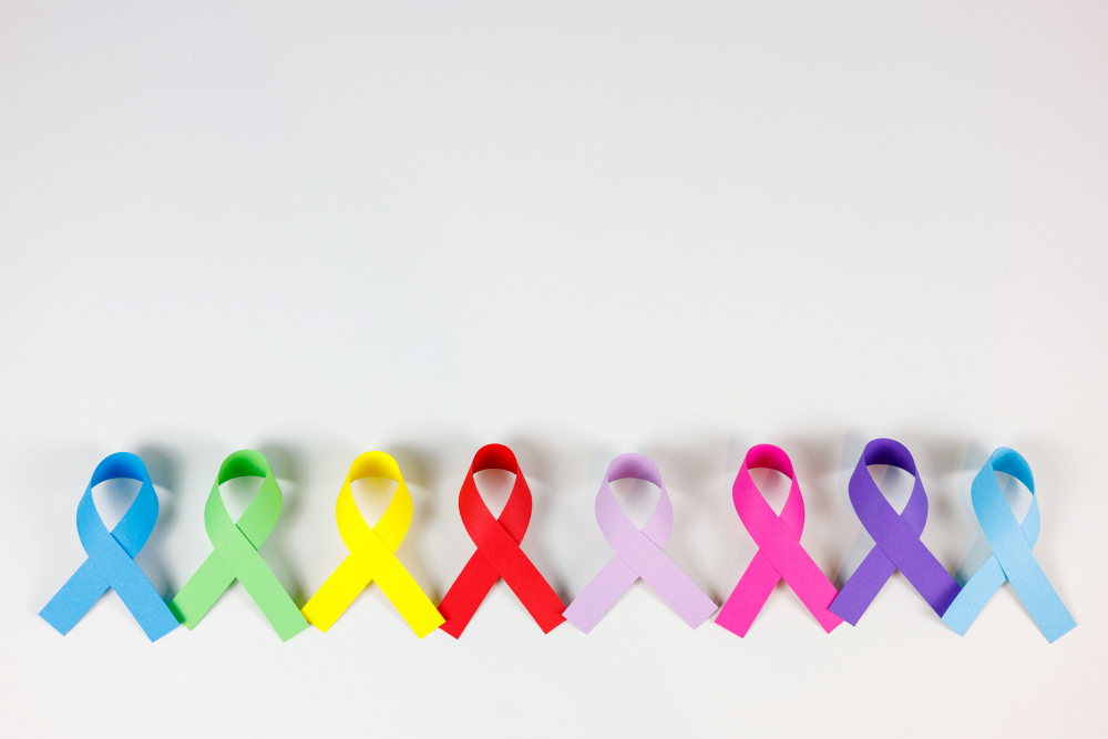 Gekleurde lintjes als symbool voor verschillende soorten kanker